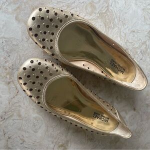 Michael Kors Studded Gold Metallic Flats Sz 7